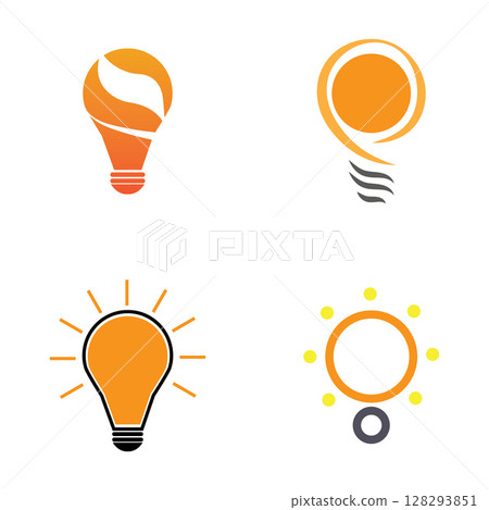 Light bulb icon line yellow and grey color Vector Image 128293851