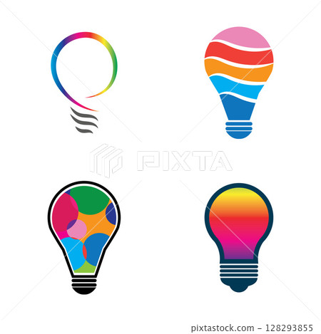 Bulb logo with power icon lamp logo colorful design template 128293855