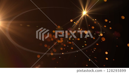 Glowing abstract lights and particles creating dynamic, mesmerizing visual effect 128293899