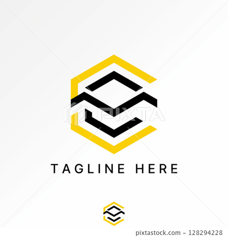 Logo design graphic concept creative premium vector stock image top sell initial CM or CCM font line hexagon motif pattern aesthetic decorative brand 128294228