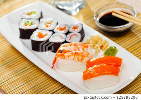 Assorted sushi maki and nigiri Assorted sushi maki and nigiri 128295296