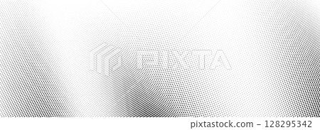 Abstract wavy dotted line background. Tech dynamic dash stripe texture. Black warped and curved line wallpaper for poster, presentation, brochure, booklet, leaflet. Vector halftone backdrop Abstract wavy dotted line background. Tech dynamic dash stripe texture. Black warped and curved line wallpaper for poster, presentation, brochure, booklet, leaflet. Vector halftone backdrop 128295342