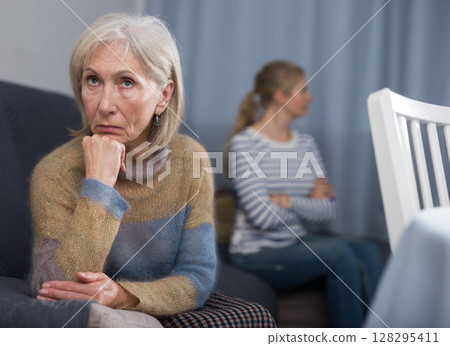 Portrait of a mature woman who took offense at daughter Portrait of a mature woman who took offense at daughter 128295411