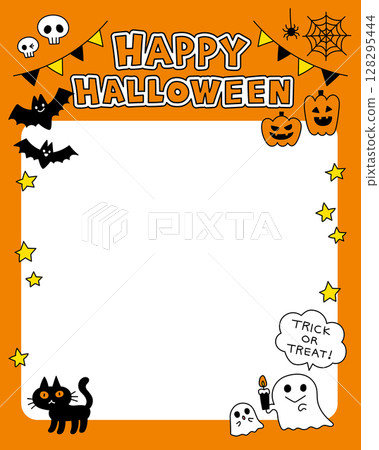 A pop and cute frame with lots of Halloween motifs Vector A pop and cute frame with lots of Halloween motifs Vector 128295444