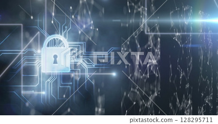 Image of online security padlock with data processing in background Image of online security padlock with data processing in background 128295711