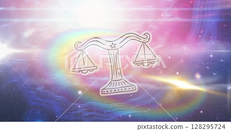 Image of spinning star sign wheel with virgo sign and stars 128295724