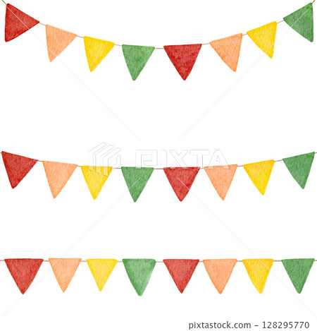 彩色花環插圖水彩畫 128295770