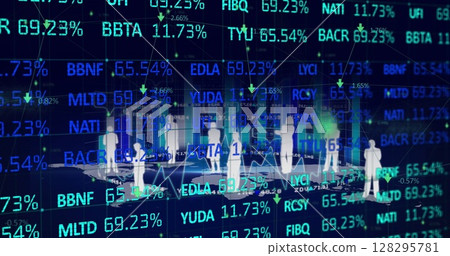 Image of people icons and data processing on digital screen 128295781
