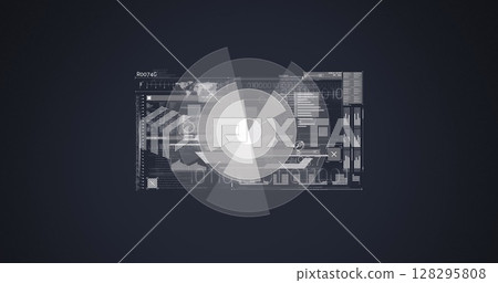 Image of scopes scanning and binary coding data processing over digital screen 128295808