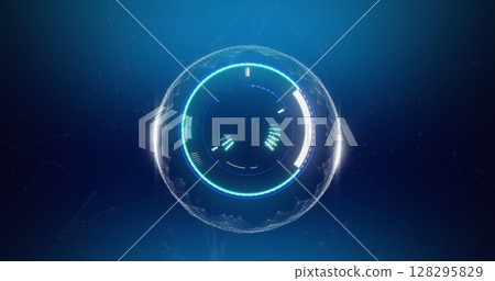 Image of scope scanning and data processing on blue background 128295829