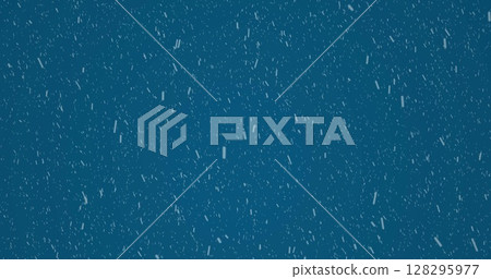 Digital image of white particles falling against blue background 128295977