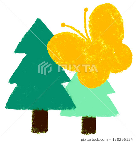 Crayon touch butterfly image forest and butterfly Crayon touch butterfly image forest and butterfly 128296134