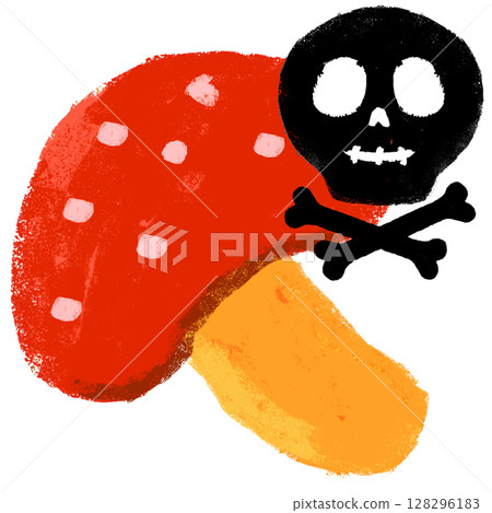 Crayon touch, poisonous mushroom, skull mark 128296183