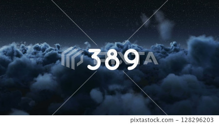 Image of features number 389 over cloudy night sky Image of features number 389 over cloudy night sky 128296203