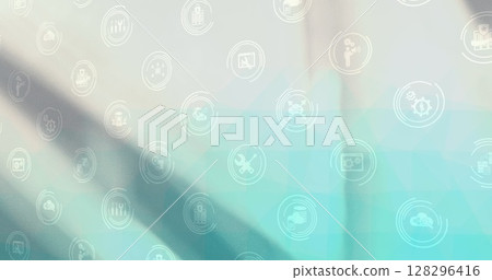 Image of network of connections with digital icons 128296416