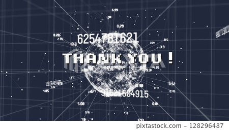 Image of thank you text over data processing and network of connections Image of thank you text over data processing and network of connections 128296487