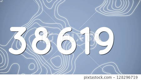 Digital image of numbers and wavy lines on blue background 128296719