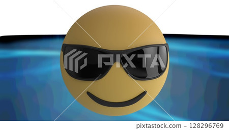 Image of angry emoji icon on blue background Image of angry emoji icon on blue background 128296769