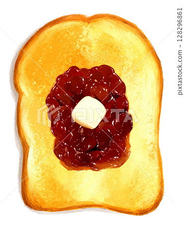 Illustration of bean paste and butter toast 128296861