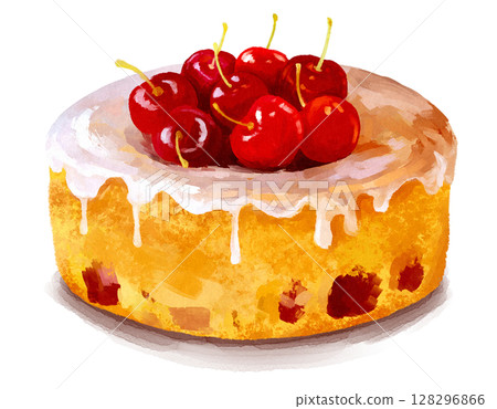 Cherry glaze cake illustration Cherry glaze cake illustration 128296866