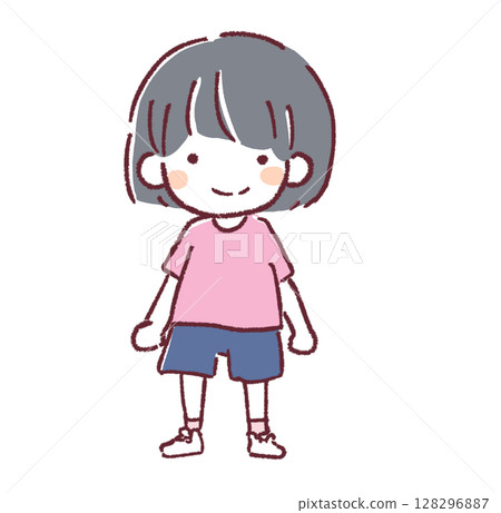 可愛女孩插畫 128296887