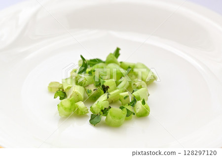 Eco Recycling Food waste Radish leaves grown in water Eco Recycling Food waste Radish leaves grown in water 128297120