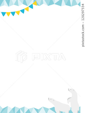 兩隻北極熊和冰綠的垂直框架插圖 兩隻北極熊和冰綠的垂直框架插圖 128297334