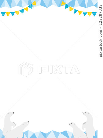 四隻北極熊和冰垂直框架插圖_藍色 128297335