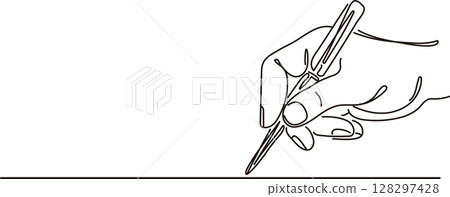 Hand holding a pen, person, line drawing, hand-drawn, simple, rough, pen, drawing, sketch, black, illustration material Hand holding a pen, person, line drawing, hand-drawn, simple, rough, pen, drawing, sketch, black, illustration material 128297428