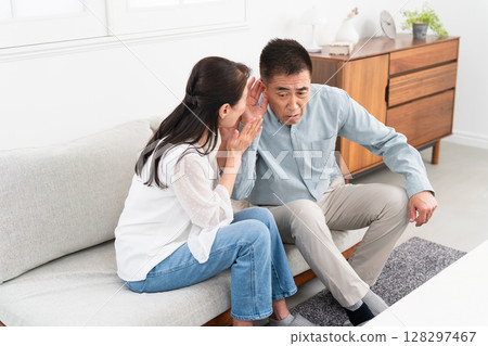 A wife who talks repeatedly to her deaf husband A wife who talks repeatedly to her deaf husband 128297467
