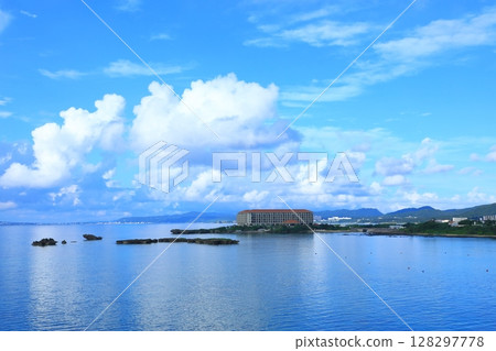 Nago Bay: Blue sky and cumulonimbus clouds Nago Bay: Blue sky and cumulonimbus clouds 128297778