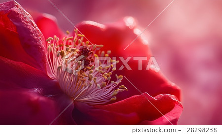 Rose red flower closeup detail blossoming with blurred background 128298238
