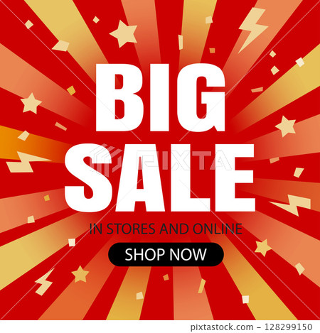 Summer sale banner templates for social media advertising. Big sale banner with tropical and beach elements. 128299150
