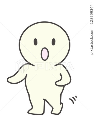 Surprised, step back, simple, person, round face, character 128299344