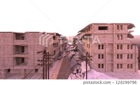 ruined city landscape 128299796