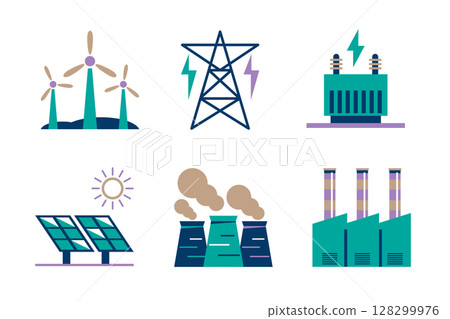 Flat Industrial Building Vector Set Flat Industrial Building Vector Set 128299976