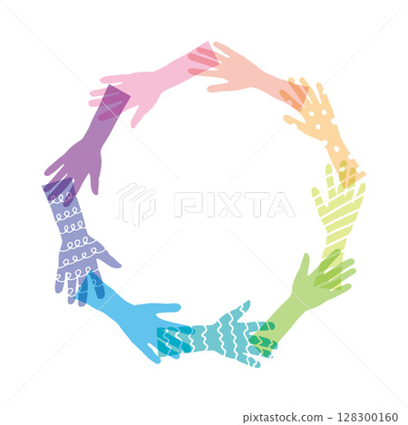 Hands Colorful Circle Round Frame Teamwork Diversity 128300160