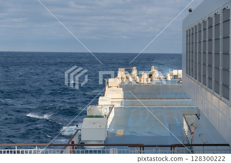 [The Tokyo Kyushu Ferry sailing through the ocean is behind the Mayu bound for Shinmoji] 128300222