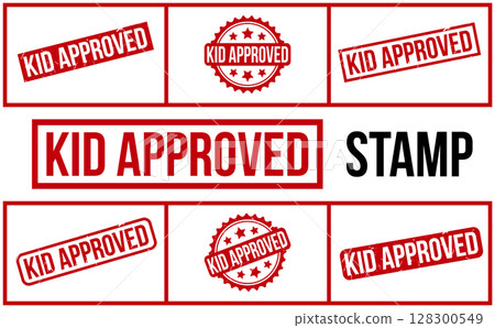 Red Kid Approved Rubber Stamp Set Vector 128300549