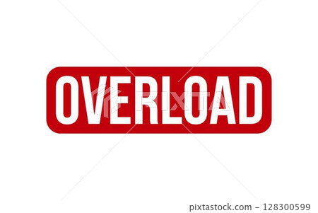 Overload Stamp. Red Overload Rubber grunge Stamp 128300599