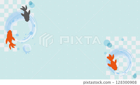 帶有文字空間的時尚金魚橫幅材料 128300908