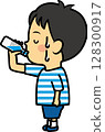 Elementary school boy drinking water 128300917