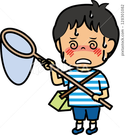 Elementary school boy suffers from heat stroke while catching insects Elementary school boy suffers from heat stroke while catching insects 128301082