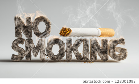 Breaking the habit with a bold no smoking message 128301092