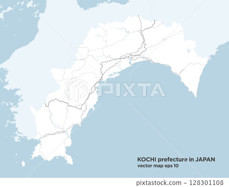 A simple road map of Kochi prefecture, Japan 128301108
