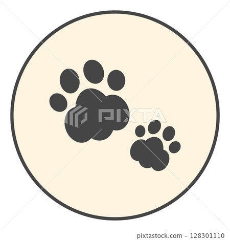 可愛的郵票風格爪子輪廓圖解 可愛的郵票風格爪子輪廓圖解 128301110