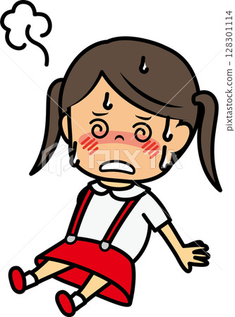 Elementary school girl with heatstroke 128301114