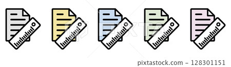 Illustration icon material set: Ruler file 012 128301151