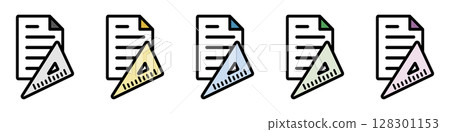 Illustration icon material set: Triangle ruler file 013 128301153