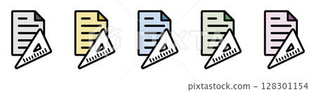 Illustration icon material set: Triangle ruler file 014 Illustration icon material set: Triangle ruler file 014 128301154